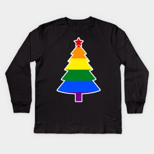 Christmas Tree LGBT Flag Gay Pride Rainbow Kids Long Sleeve T-Shirt